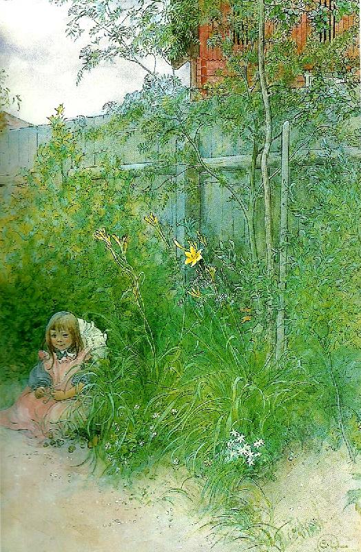 Carl Larsson brita i blomrabatten Germany oil painting art